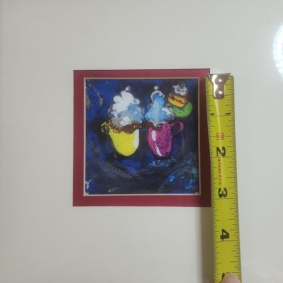 Whimsical Framed Coffee & Dessert Original Artwork Impasto Style 3 x 3 in. - Picture 10 of 14